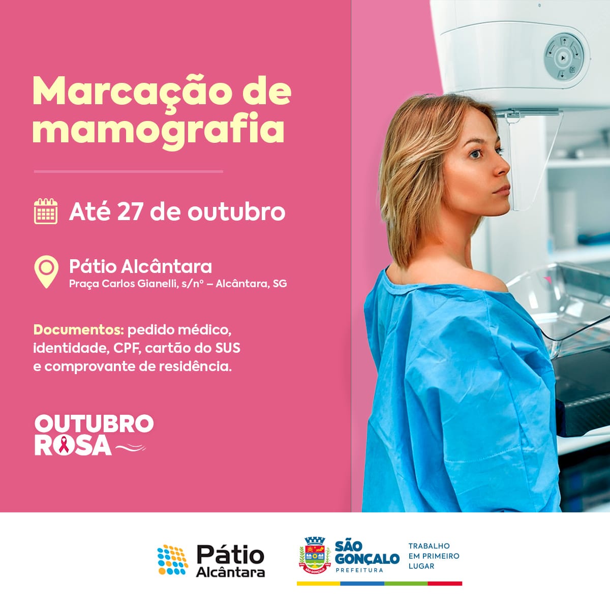 Agendamentos para exames gratuitos de mamografia estão abertos em Cascavel